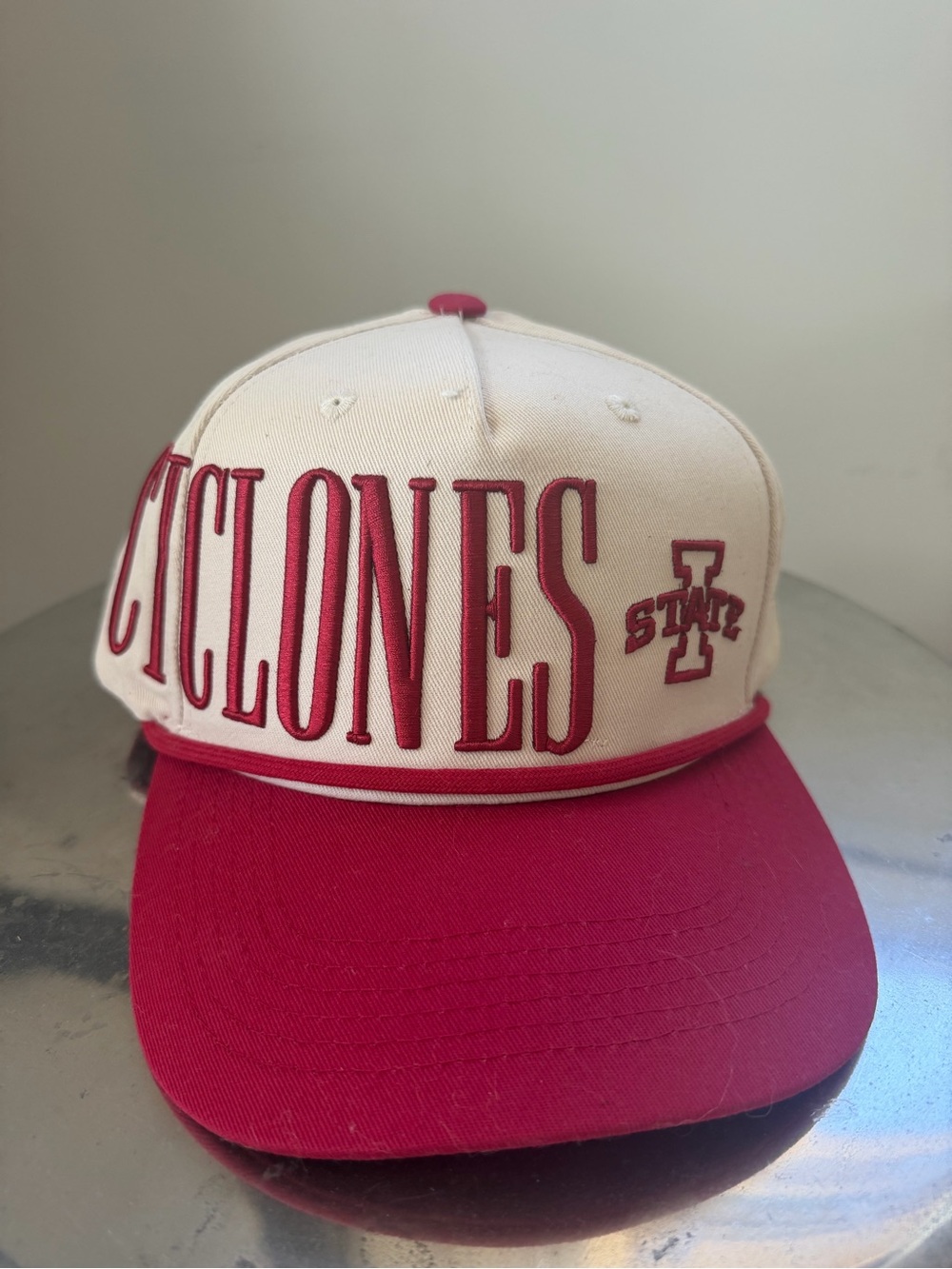 Iowa state Cyclones White & Red Baseball Cap - Team Script Embroidery